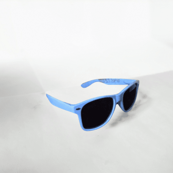 Kimchi Burrito LTB-01 sunglasses, light blue frame angled front view.